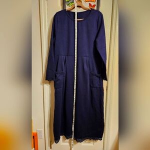 Blue fleece floor length dress